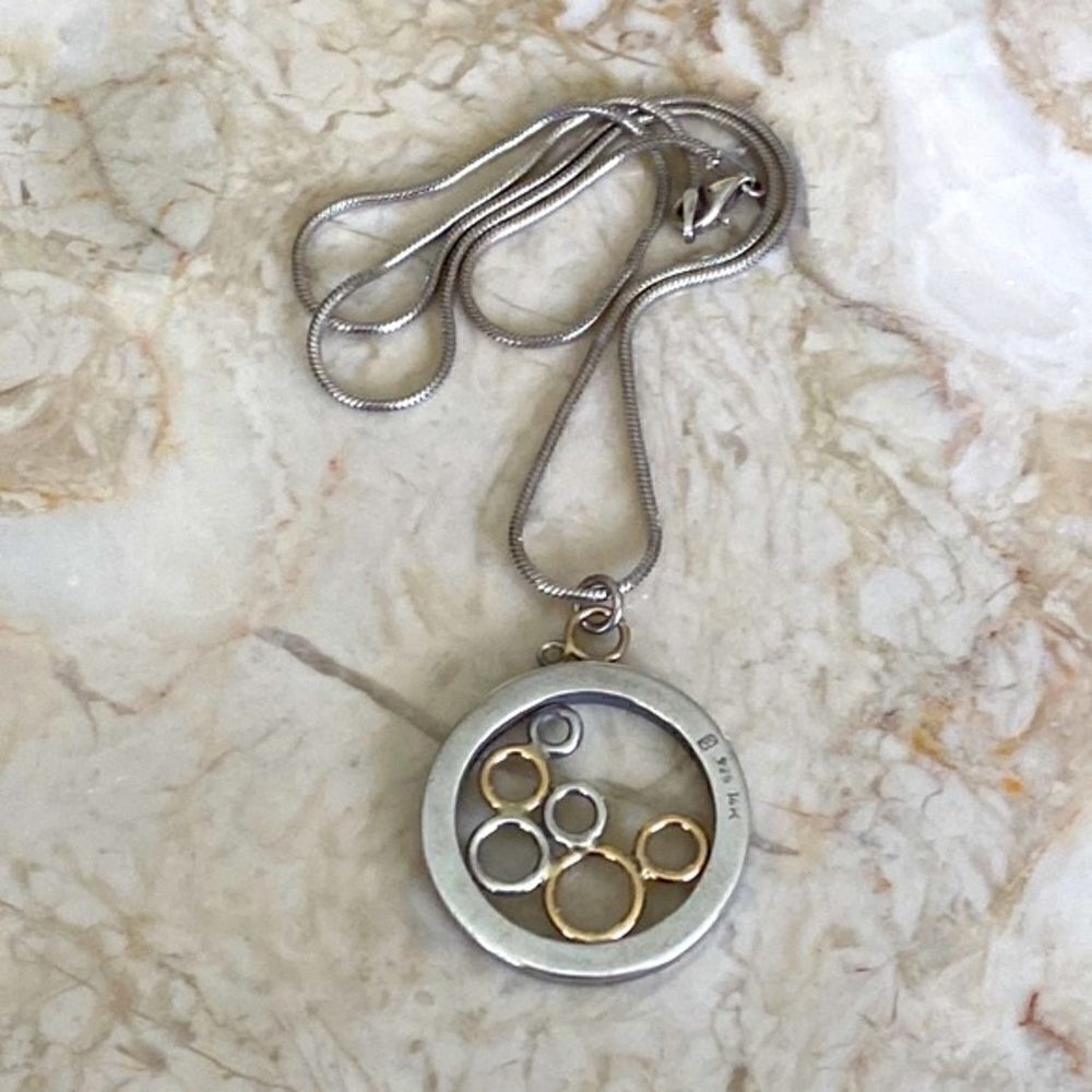 14K & Sterling Silver Pendant Necklace